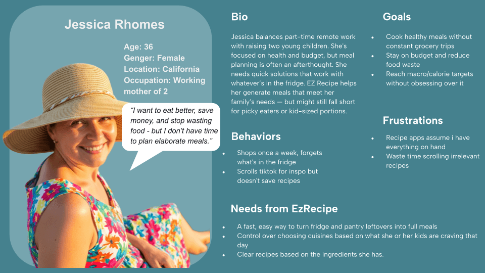 EZ Recipe Persona - The Constraint-Based Home Cook