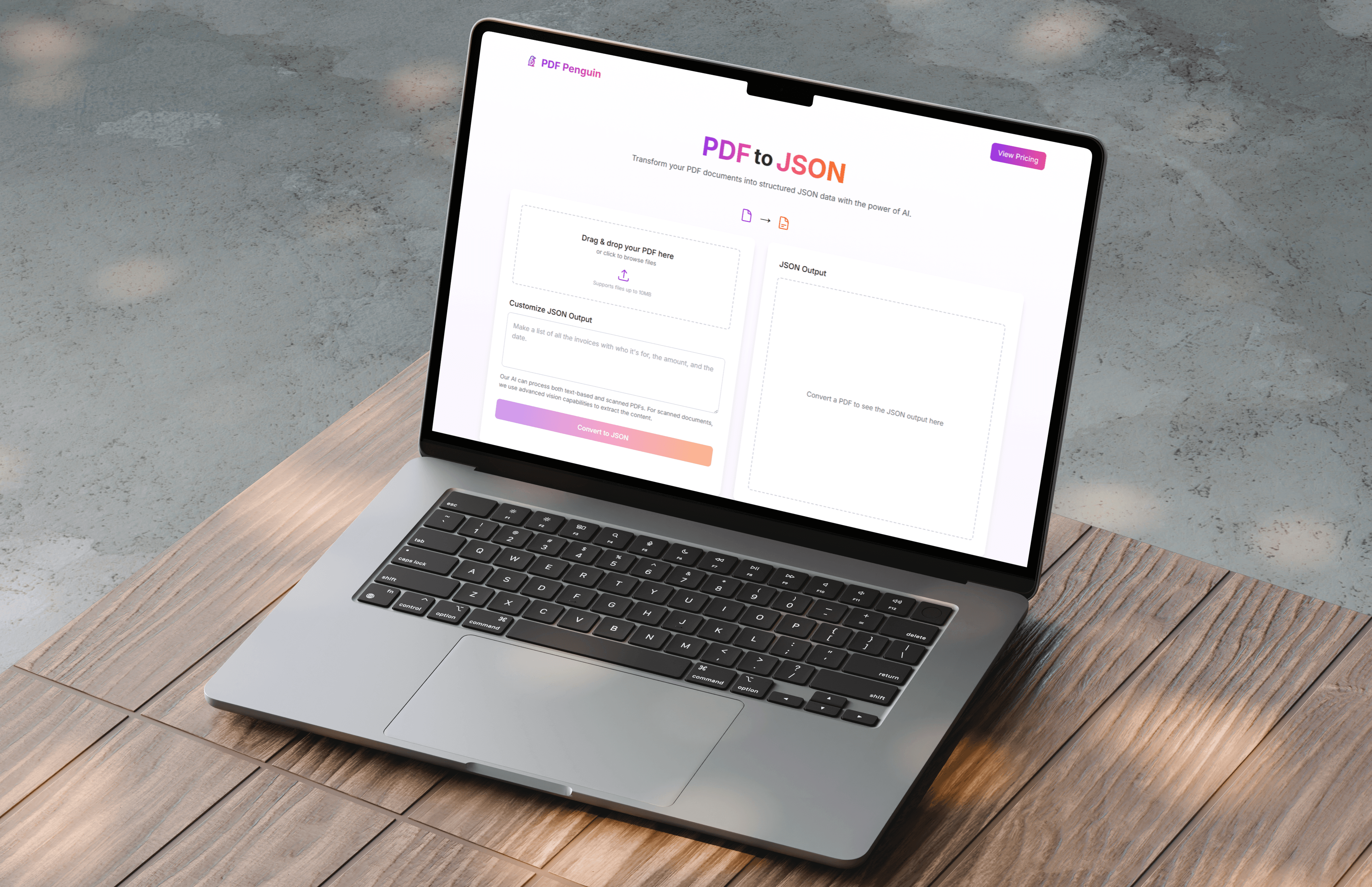 PDF Penguin Interface on MacBook Air